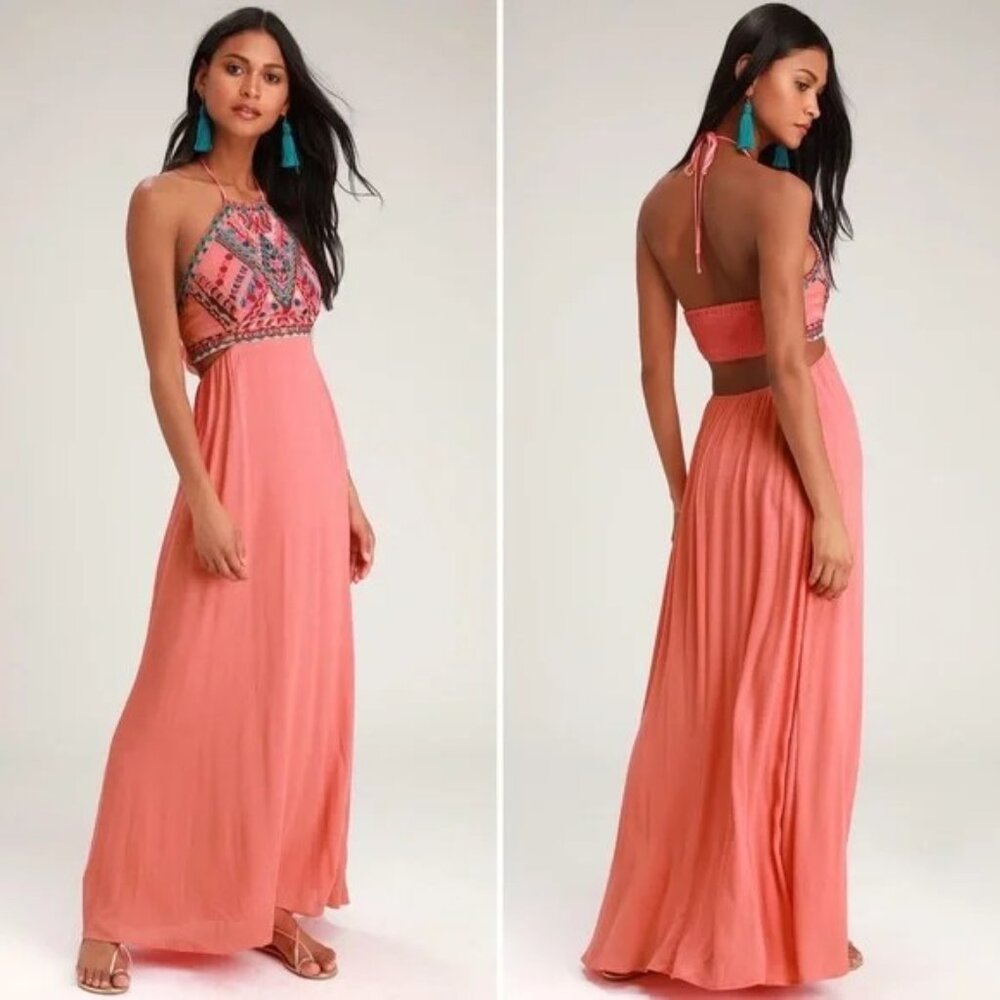 Lulu's Little Beach Embroidered Maxi Dress
